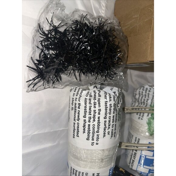 3 x Stretchy Spider Web Halloween Cobweb With Scary Spiders Witch Shoe Skeleton - Picture 7 of 10